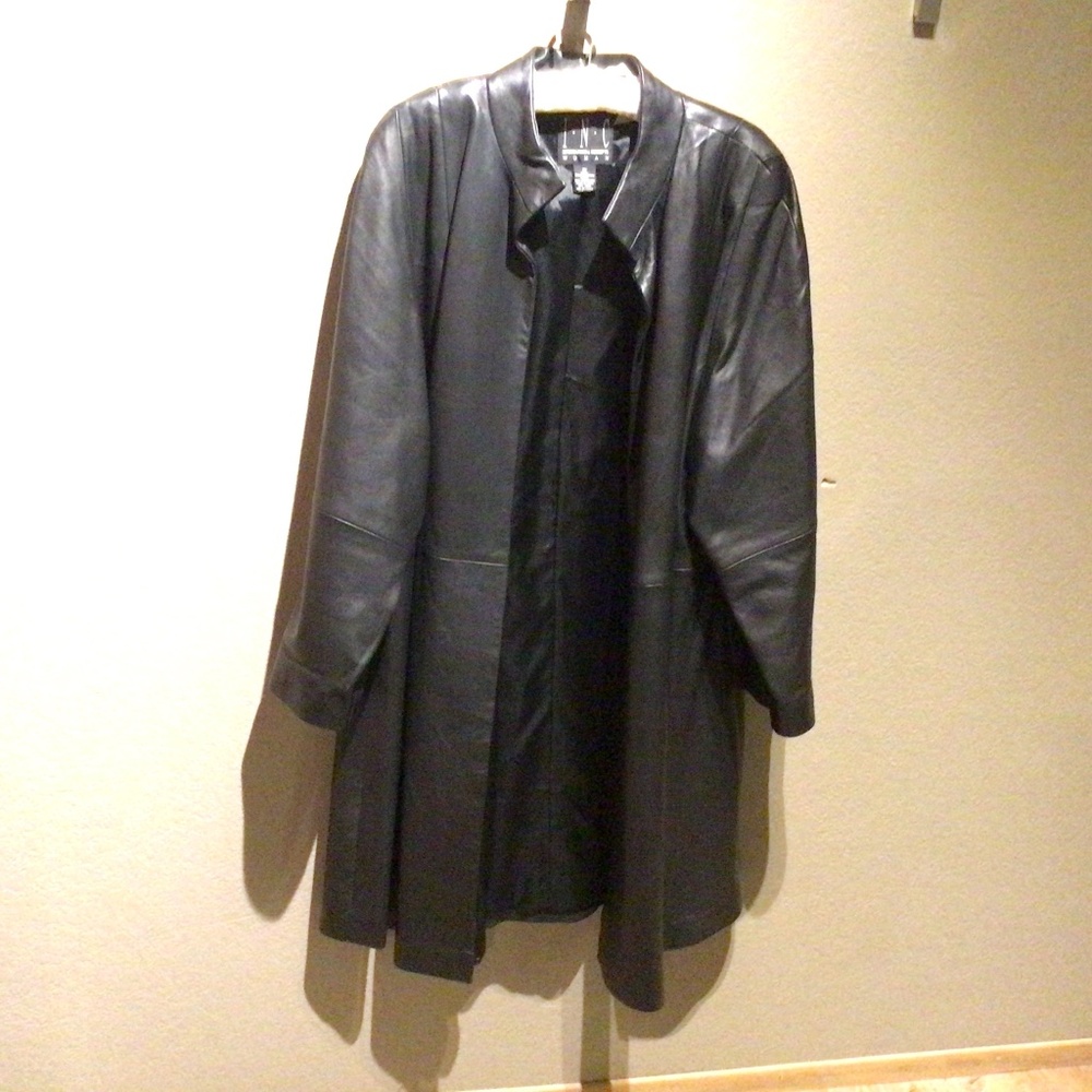 I.N.C. 100% Genuine Leather Coat, black, size 3X